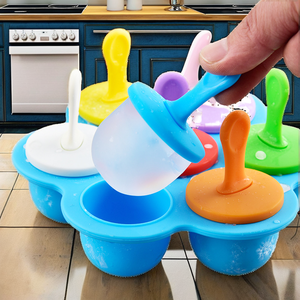 แม่พิมพ์ไอศกรีมซิลิโคน 7 ช่อง แบบโรงงานผลิต พร้อมไม้พลาสติกหลากสี สำหรับทำไอศกรีมแท่ง ไอศกรีมไข่ DIY - Product Image 2