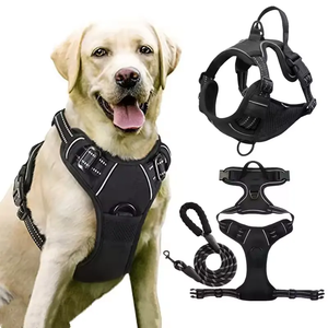 OEM özel lüks Pet köpek eğitim koşum seti geri çekilebilir yaka tasma baskılı desen köpek tasması ve tel tasma ile - Product Image 1