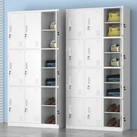 Casier Métallique Scolaire à 12 Portes avec Tringle de Suspension et Serrure à Clé – Armoire de Rangement en Acier pour Vêtements – Casier de Gym