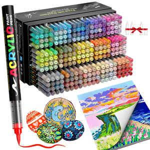 ปากกามาร์กเกอร์สีอะคริลิคแบบถาวร6มม. ปากกาหัวแปรงแบบเฉียงพลาสติกสำหรับกระดาษไม้หินผ้าใบแก้วลบได้240สี - Product Image 1