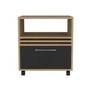 Comodino Vance da 20 pollici con un cassetto e ruote, mobile per camera da letto, in rovere naturale - Product Image 6