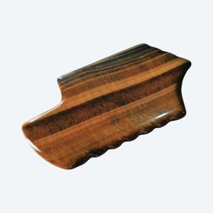 Promotion de la circulation sanguine, pierre de jade naturelle de couleur marron, œil de tigre, Gua Sha facial - Product Image 3