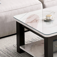 Table basse rectangulaire moderne en MDF blanc et noir pour le salon
