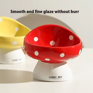 Cuenco para perros y <span class=keywords><strong>gatos</strong></span> de cerámica inclinado ecológico con protección para el cuello, plato de alimentación antideslizante para mascotas de interior, caja de características elevadas embalada - Product Image 6