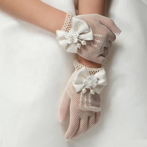 Gants pour enfants en maille avec nœud et fleur de perles, pour décoration de fête, mariage, événements et cadeaux de fête, vente en gros - Product Image 2