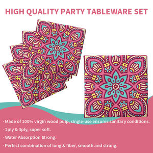 Xieli <span class=keywords><strong>Mandala</strong></span> psychédélique imprime tous les jours des assiettes en papier jetables ensemble de <span class=keywords><strong>vaisselle</strong></span> en papier - Product Image 5