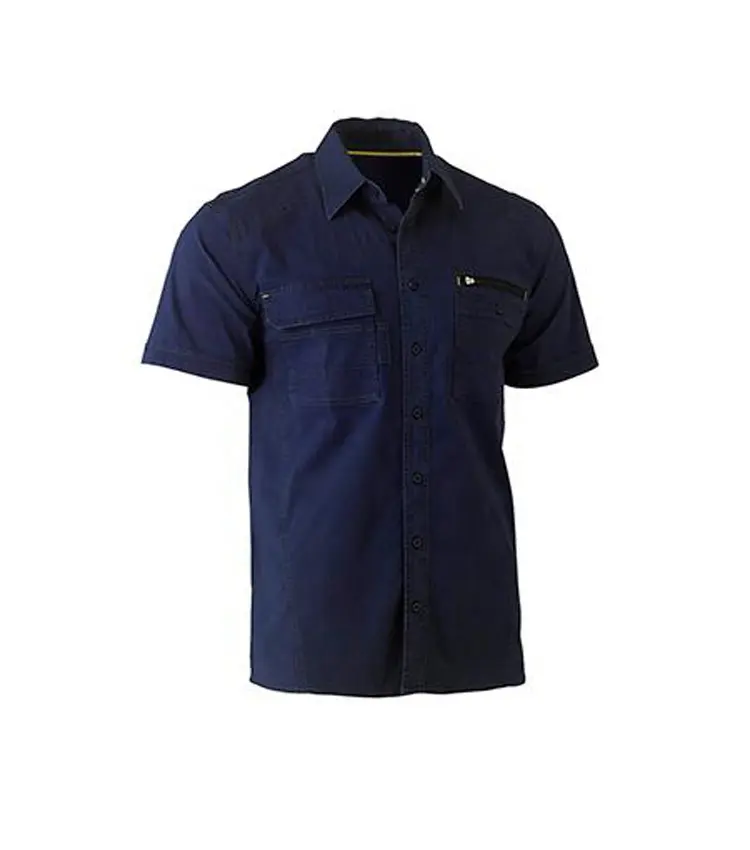 Wholesale Work T shirt Men Uniform customized logo Men's P/C industrial Short Sleeve Four Front Tool Pockets Work Shirt