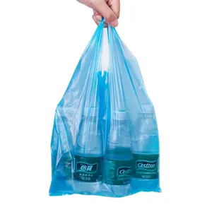 Blanc eco 100 biodégradable vente en gros au détail impression personnalisée logo emballage hdpe shopping T-shirt sacs en plastique avec logos