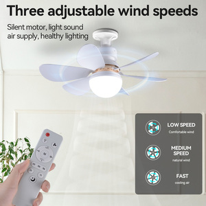 Ventilateur <span class=keywords><strong>de</strong></span> <span class=keywords><strong>plafond</strong></span> LED moderne 30W 6 pales E27, 3 niveaux <span class=keywords><strong>de</strong></span> luminosité réglable, télécommande, ventilateur rafraîchissant pour garage, <span class=keywords><strong>salle</strong></span> <span class=keywords><strong>de</strong></span> <span class=keywords><strong>bain</strong></span>, chambre à coucher - Product Image 3