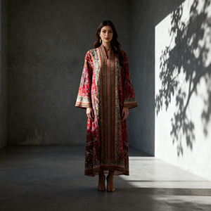 Abaya en tissu polyester imprimé de haute qualité, élégante et personnalisée, pour femmes musulmanes, robe pour occasions spéciales - Product Image 1