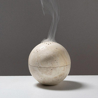 Boule d'arôme en marbre blanc intemporel Mars Stone, sphère de parfum naturel pour la décoration de la maison