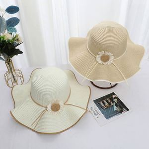 Sombrero de Paja para Mujer, Protección Solar, Verano, Playa, Diseño de Girasol, Gorra de Viaje para Niñas - Product Image 1