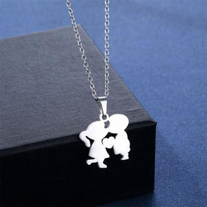 Conjunto de Collar y Aretes de Acero Inoxidable para Parejas, Colgante de Beso para Niño y Niña, Cadena para Clavícula, Regalo de Joyería para el Día de San Valentín para Novia - Product Image 3