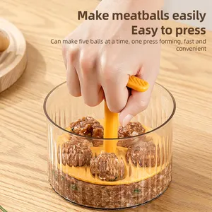 Machine manuelle à boulettes de viande en plastique PP transparent, antiadhésive, de qualité alimentaire, durable, pour 5 boulettes de viande ou de riz - Product Image 6