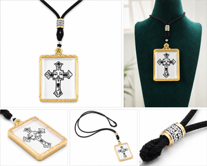 Collier Pendentif Croix de Jésus Sacré Artisanat Personnalisé Fait Main Amulette Religieuse Chrétienne Protection de la Foi Cadeau - Product Image 1