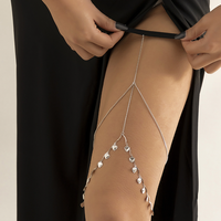 Ornements en acier inoxydable plaqué or en acier à la mode populaire chaîne de jambe personnalisé géométrique étoile strass gland chaîne de cuisse femmes