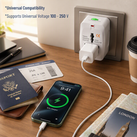 Adaptor Perjalanan Universal Internasional Serbaguna untuk Seluruh Dunia, Pengisi Daya Dinding, Adaptor Colokan Daya USA EU UK AUS untuk Ponsel Laptop