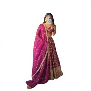 Divyam Creation Lehenga long en spandex brodé de paillettes et de fils, style Rangoli, avec blouse non cousue et dupatta, Gujarat - Product Image 1