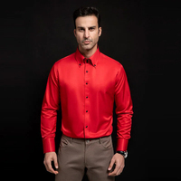 Chemise haut de gamme pour homme à col montant, couleur unie, avec boutons en cristal, nouveau style printemps-automne, taille européenne, pour le commerce extérieur transfrontalier