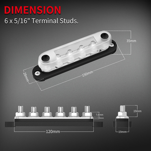 บัสบาร์ทองแดงขายส่ง 48V 150A บัสบาร์แบตเตอรี่ 6 ทาง M8 X 6 สตัด บล็อกขั้วต่อบัสบาร์ สำหรับระบบพลังงานแสงอาทิตย์ทางทะเลและยานยนต์ - Product Image 2