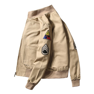 Brad Pitt Fury WW2 Tanker Khaki Printemps Coton Bomber Veste Légère Coton Pour <span class=keywords><strong>Homme</strong></span> - Product Image 2