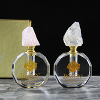 Fantaisie Vide Gemstone Rose Quartz Agate Pierre Cristal Parfum Attar Bouteilles Verre Oud Bouteille Avec Boîte