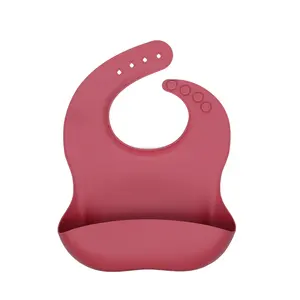 Bpa-freie Silikon-Baby-Lätzchen einstellbare Größe wasserdichte Lebensmittelqualität Silikon-Lätzchen Babynahrungsbecken