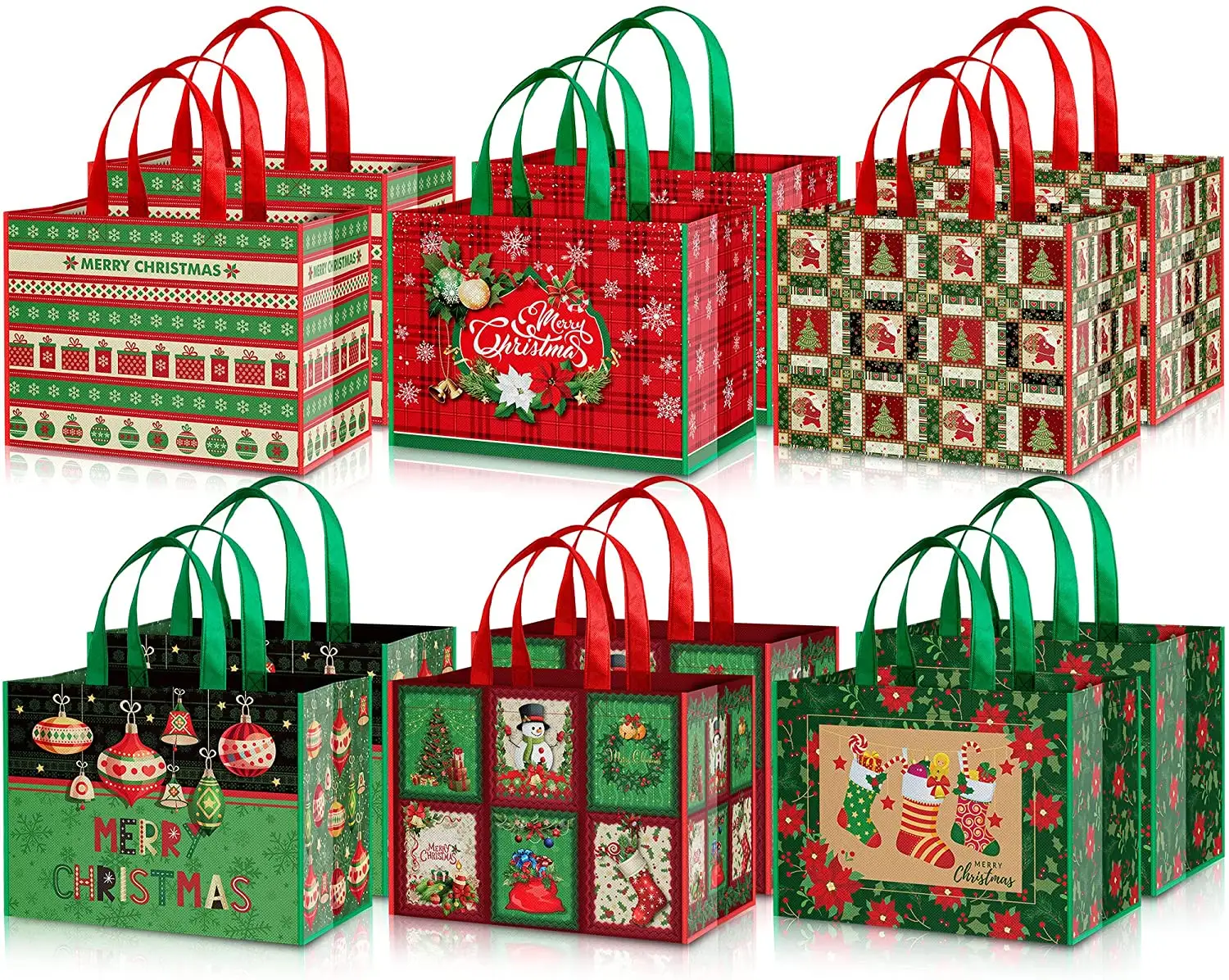 고품질 재사용 맞춤형 크리스마스 적층 비 짠 쇼핑 선물 가방