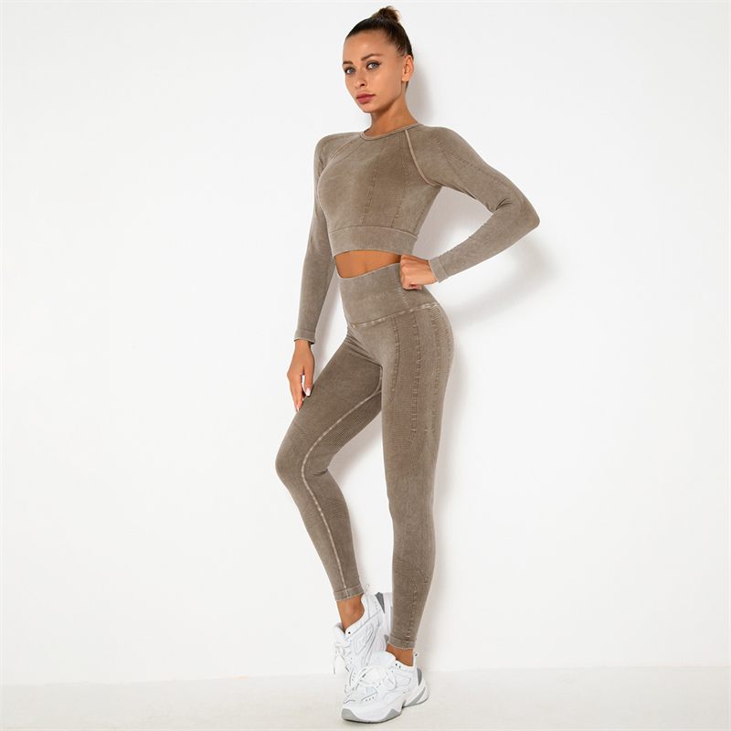 Fashion Modern Breathable Workout Clothing Women Active Wear Yoga Set 6 colors Long sleeve