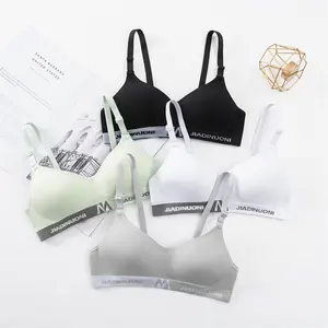 Solid Color Cotton School Brassiere For Girl Personality Letter Comfortable Traceless Bra