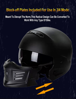 Casque de moto modulaire vintage 3/4 noir, style rétro, demi-casque ouvert pour vélo électrique, scooter, moto