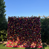 Mur de fleurs artificielles 3D en soie (roses et hortensias) de 2,4 x 2,4 m pour décoration de mariage, événements et photomaton - Vente en gros