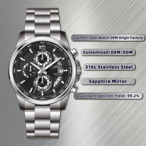 Reloj de Cuarzo para Hombre, Modelo 1340, de Acero Inoxidable, Cronógrafo Analógico con Fecha, Caja Redonda Deportiva, Cristal de Zafiro, Resistente al Agua 30M - Product Image 1