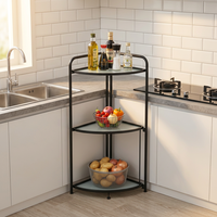 Étagère d'angle triangulaire multi-niveaux pour salle de bain et cuisine, du sol au plafond, en acier au carbone durable, imperméable et élégante