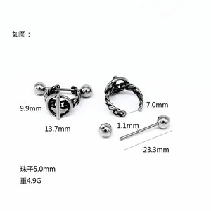 yunnique Stud <b>Earrings</b> Geometric Lock Design Tibetan Silver Titanium Steel Ear <b>Post</b> For Men Women Fashion Jewelry - Product Image 2