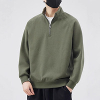 2025 printemps automne hommes demi-fermeture éclair sweat à la mode marque pull col montant couleur unie coupe ample T-Shirt impression numérique