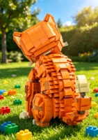 Modelo de Ladrillos de Gato Adorable Personalizado MOC, Juguete de Bloques de Construcción DIY de Gato Kawaii que Hace Señas con la Mano para Decoración de Escritorio y Regalo