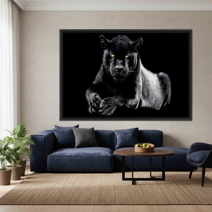 Modern Art Deco Farmhouse <b>Black</b> Panther Canvas Print Elegant Hanging Wall Art Decor Clear <b>Framed</b> Panel - Product Image 3