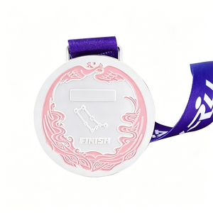 Medalla de Metal Personalizada con Diseño de Corazón y Alas de Ángel, Esmalte Suave Rosa, para Maratón Benéfico - Product Image 2