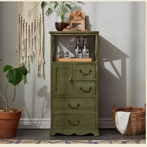 Commode rustique américaine en bois massif et meuble de rangement vintage multi-niveaux pour salon, mobilier de maison - Product Image 3
