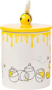 แก้วเซรามิกลายหมีน้อยขนาด18ออนซ์พร้อมฝา3D สลักรูปผึ้งฉากกินน้ำผึ้ง - Product Image 2