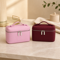 Trousse de Toilette Portable en Cuir Grainé Personnalisable avec Logo, Grande Trousse de Voyage Imperméable en PU pour Cosmétiques et Soins de la Peau pour Femmes