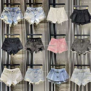 Shorts in Denim Strappati da Donna all'Ingrosso, Vita Media Elasticizzata, Estivi, Taglie Forti, Stile Vintage Y2K, <span class=keywords><strong>Jeans</strong></span> Corti Lavati per Ragazze - Product Image 6