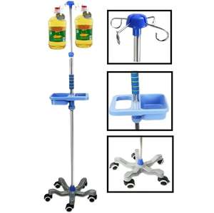 <b>elderly</b> Medical Hospital <b>Mobile</b> Stainless Steel Iron Infusion Set IV Pole Drip Rack Stand Without Wheels - Product Image 1
