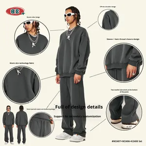 NeverStatic <span class=keywords><strong>abbigliamento</strong></span> da uomo autunno/inverno <span class=keywords><strong>giovani</strong></span> larghi in cotone 100% massello sportivo in tre pezzi Trendy abito Casual da uomo - Product Image 2