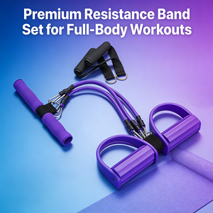 Fascia Elastica Multifunzione a 3 Tubi <span class=keywords><strong>con</strong></span> Maniglia in Corda, TPE, per Yoga, Pedaliera, Resistenza Addominale/Taille/<span class=keywords><strong>Braccia</strong></span>/Gambe, Modello Sottile KSA-063B - Product Image 1