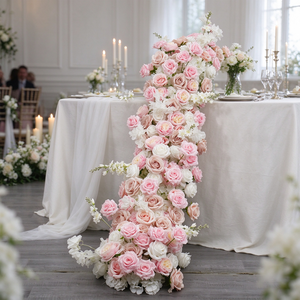 Guirnalda de Rosas de Seda Rosa y Blanca, Centro de Mesa Artificial de Alta Simulación para Decoración de Bodas - Product Image 1