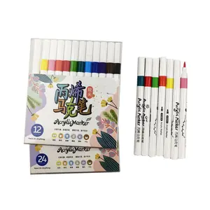 2024 Hot sale water based Acrylic marker 12 24 colors Student graffiti painting pen children DIY Marker pen set
