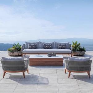 Conjunto de sofá de ratán en forma de L para jardín exterior, con estructura de aleación de aluminio, ratán de polietileno resistente a los rayos UV e impermeable, para patio de villa. - Product Image 2