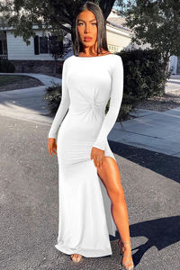 Robes de bal en gros, <span class=keywords><strong>robe</strong></span> <span class=keywords><strong>longue</strong></span> à fente haute, manches longues, <span class=keywords><strong>robe</strong></span> de soirée élégante, <span class=keywords><strong>robe</strong></span> <span class=keywords><strong>longue</strong></span> plissée pour femmes - Product Image 5